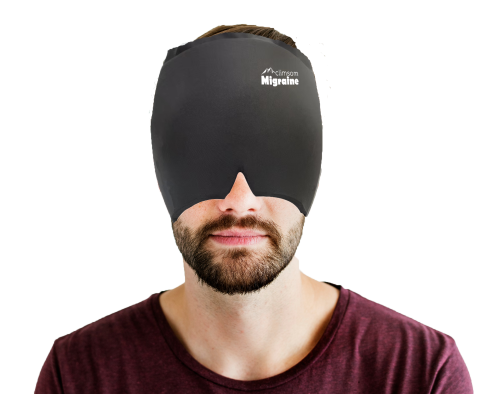 Cagoule anti-migraine avec compresse de gel froid