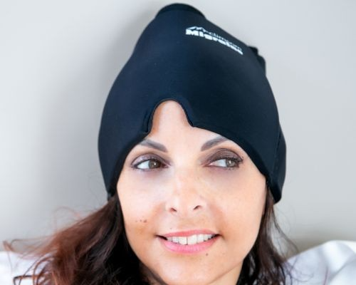 Cagoule anti-migraine avec compresse de gel froid