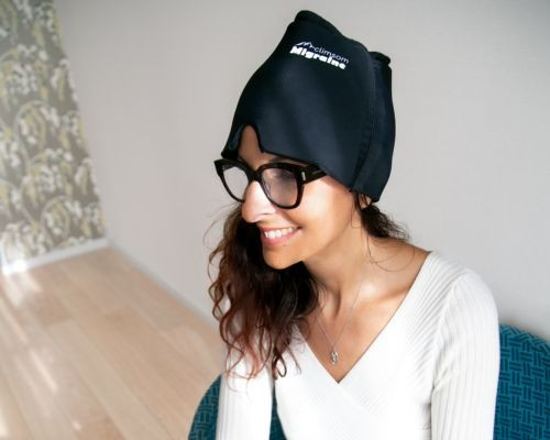 Cagoule anti-migraine avec compresse de gel froid