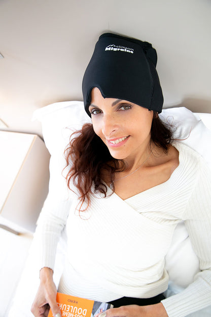 Bonnet anti migraine, poche de gel froid